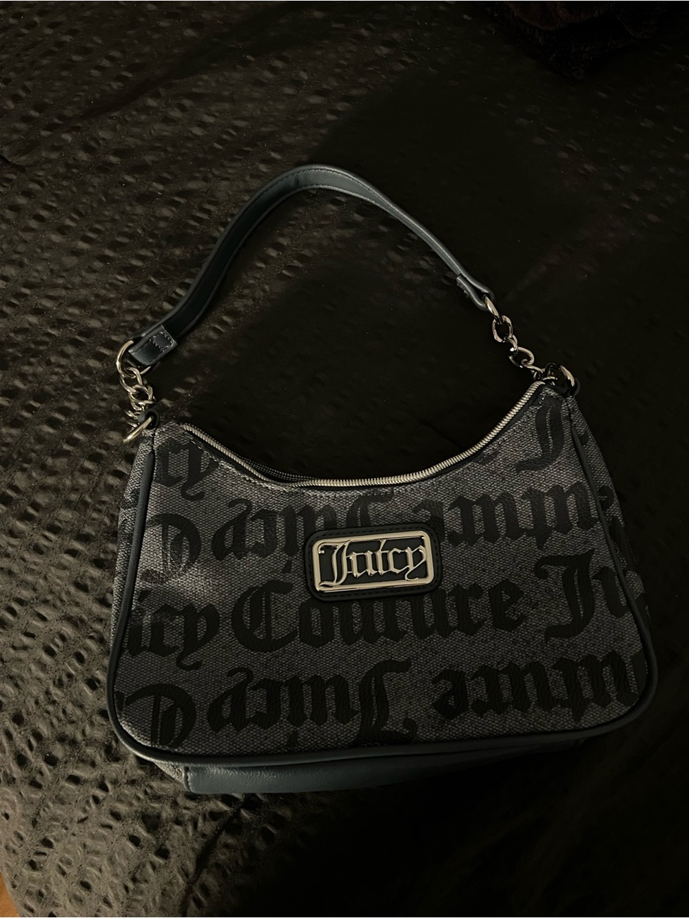 Juicy Couture Dark Blue Logo Hobo Shoulder Bag